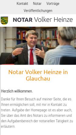 Vorschau der mobilen Webseite www.notar-volker-heinze.de, Notar Volker Heinze in Glauchau/Sachsen