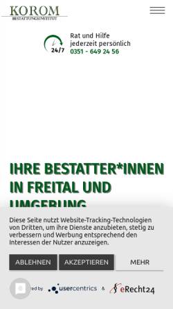 Vorschau der mobilen Webseite www.bestattungsinstitut-korom.de, Bestattungsinstitut Korom GbR