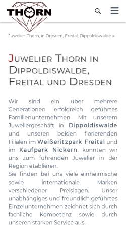Vorschau der mobilen Webseite www.uhren-thorn.de, Uhren und Schmuck Thorn