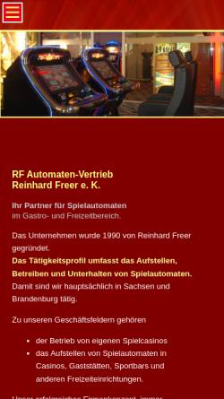 Vorschau der mobilen Webseite www.rf-automaten.de, RF - Automatenvertrieb Inhaber Reinhard Freer