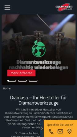 Vorschau der mobilen Webseite www.diamasa.de, Diamanttechnik GmbH & Co. KG