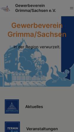 Vorschau der mobilen Webseite www.gewerbeverein-grimma.de, Gewerbeverein-Grimma/Sachsen e. V.