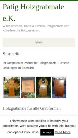 Vorschau der mobilen Webseite www.holzgrabmale-patig.de, Holzgrabmale Jürgen Patig