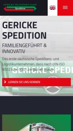 Vorschau der mobilen Webseite www.gericke-spedition.de, Gericke & Co. GmbH