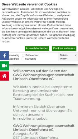 Vorschau der mobilen Webseite www.gwg-lio.de, Gemeinnützige Wohnungsbau Genossenschaft e.G.