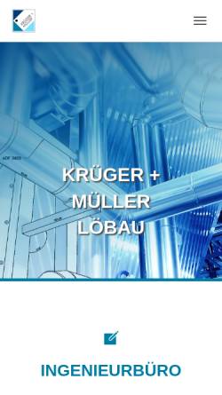 Vorschau der mobilen Webseite www.ib-km.de, Krüger und Müller Ingenieurbüro für Haustechnik VBI