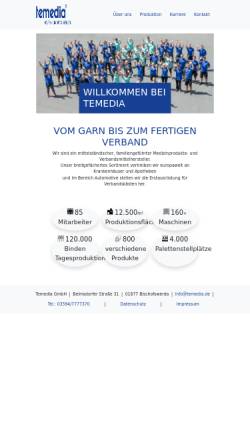 Vorschau der mobilen Webseite www.temedia.de, Temedia Werke textiler und medizinischer Artikel GmbH