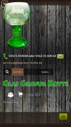 Vorschau der mobilen Webseite www.glasgravur-kotte.de, Glasgravurwerkstatt Kotte