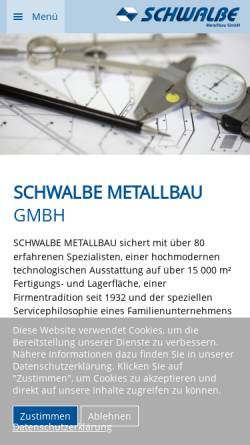 Vorschau der mobilen Webseite www.schwalbe-metallbau.de, Schwalbe Metallbau GmbH