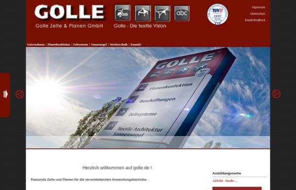Vorschau von www.golle.de, Golle Zelte & Planen GmbH