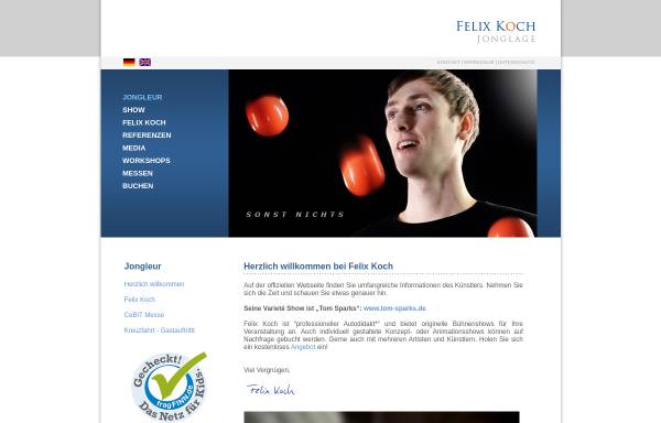 Vorschau von www.jongleur-fk.de, Jongleur Felix Koch