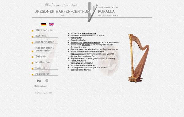 Vorschau von www.harfen-centrum-poralla.de, Harfen Zentrum Dresden