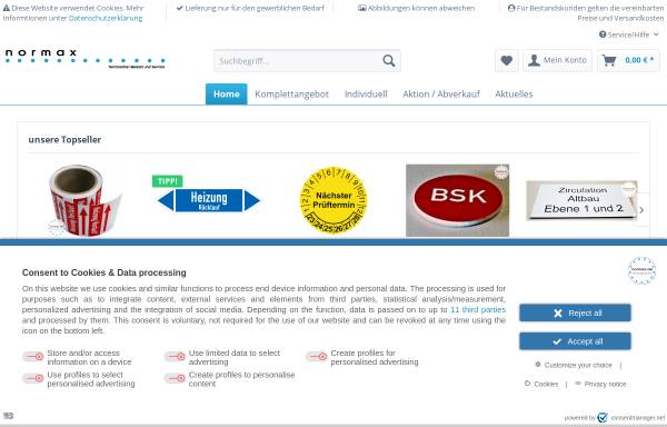 Vorschau von www.normax.de, Normax - Technischer Bedarf und Service