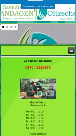 Vorschau der mobilen Webseite bandagen-oltzscher.de, Sanitätshaus - Bandagen-Oltzschner