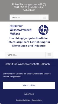 Vorschau der mobilen Webseite www.institut-halbach.de, Abwasserwirtschaft Halbach