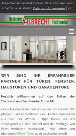Vorschau der mobilen Webseite tueren-albrecht.de, Tischlerei und Fachhandel Albrecht