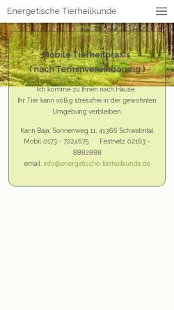 Vorschau der mobilen Webseite www.energetische-tierheilkunde.de, Energetische Tierheilkunde Karin Baja