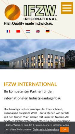 Vorschau der mobilen Webseite www.ifzw.de, IFWZ Industrieofen- und Feuerfestbau Zwickau GmbH