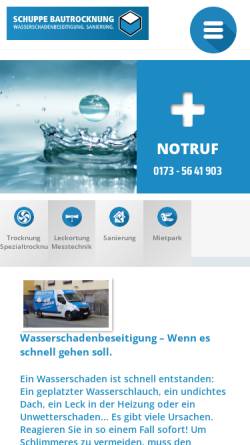 Vorschau der mobilen Webseite www.schuppe-zittau.de, Schuppe Bautrocknung