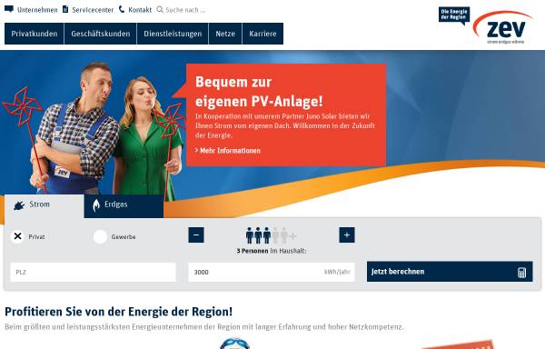 Vorschau von www.zev-energie.de, ZEV Zwickauer Energieversorgung GmbH