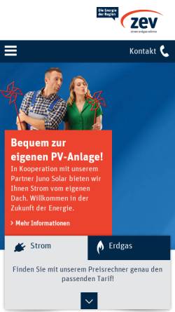 Vorschau der mobilen Webseite www.zev-energie.de, ZEV Zwickauer Energieversorgung GmbH