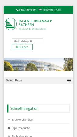 Vorschau der mobilen Webseite ing-sn.de, Ingenieurkammer Sachsen