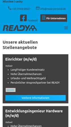 Vorschau der mobilen Webseite www.ready-personal.de, Ready-Dienstleistungsgesellschaft Sachsen mbH