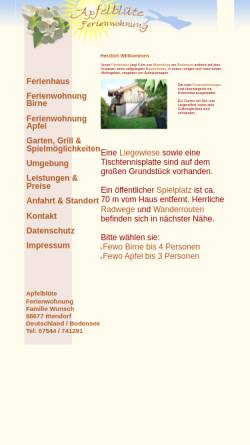 Vorschau der mobilen Webseite www.apfelbluete-fewo.de, Apfelblüte Ferienwohnung