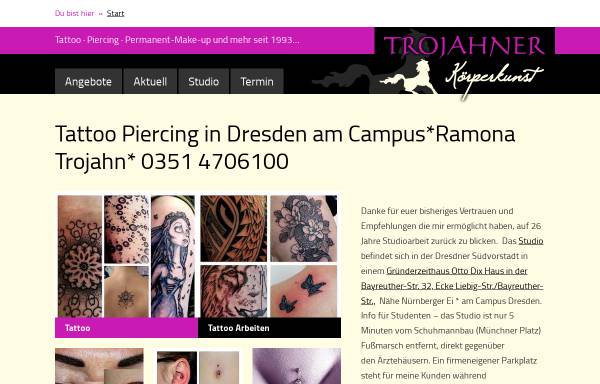 Vorschau von www.trojahner.de, Trojahner Körperkunst, Ramona Trohjan