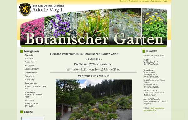 Vorschau von www.botanischer-garten-adorf.de, Offizielle Internetseite der Stadt Adorf im Vogtland