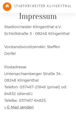 Vorschau der mobilen Webseite stadtorchester-klingenthal.de, Stadtorchester Klingenthal