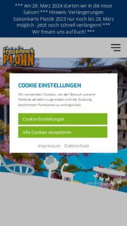 Vorschau der mobilen Webseite www.freizeitpark-plohn.de, Freizeitpark Plohn GmbH
