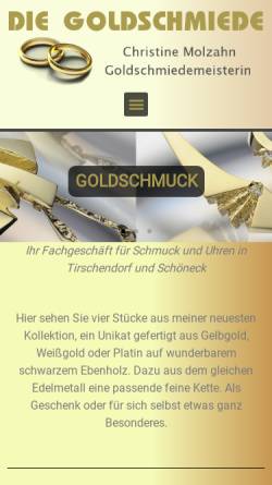 Vorschau der mobilen Webseite goldschmiede-molzahn.de, Die Goldschmiede - Christine Molzahn