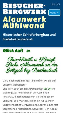 Vorschau der mobilen Webseite www.alaunwerk.de, Alaunwerk Mühlwand/Reichenbach e.V.
