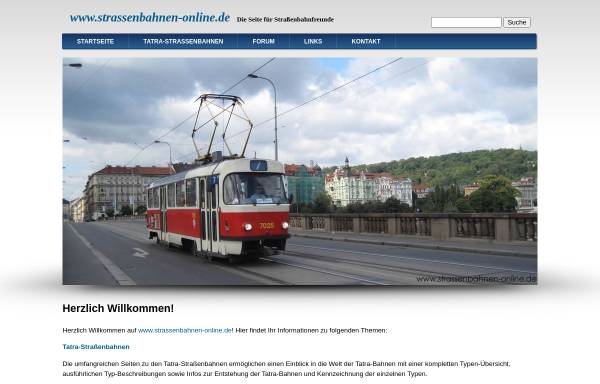 Vorschau von www.strassenbahnen-online.de, Straßenbahn-Seiten