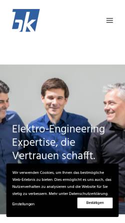 Vorschau der mobilen Webseite bkag.ch, Bürgin & Keller Management & Engineering AG