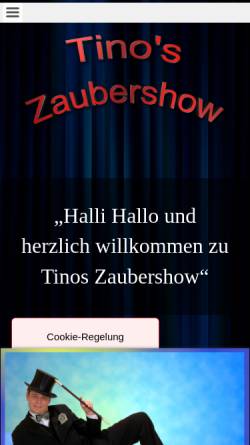 Vorschau der mobilen Webseite www.tinoshow.de, Tino's Zaubershow