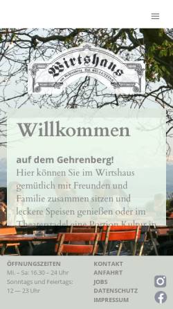 Vorschau der mobilen Webseite www.gehrenberg.de, Wirtshaus am Gehrenberg und Theaterstadel