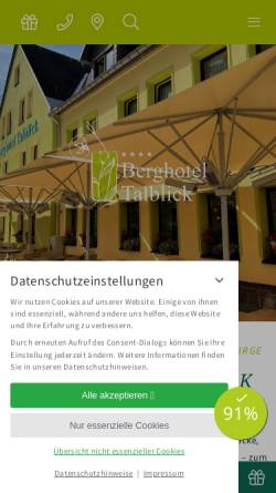 Vorschau der mobilen Webseite www.talblick.de, Berghotel Talblick, Holzhau