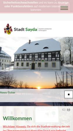 Vorschau der mobilen Webseite www.sayda.de, Bergstadt Sayda