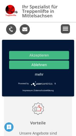 Vorschau der mobilen Webseite mtg-treppenlifte.de, Detlef Groiß - MTG Treppenlifte