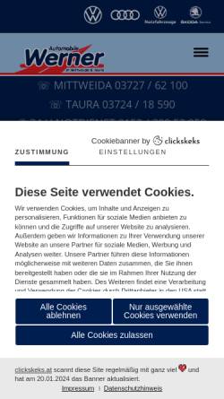 Vorschau der mobilen Webseite www.automobile-werner.de, Autohaus Baude und Werner GmbH