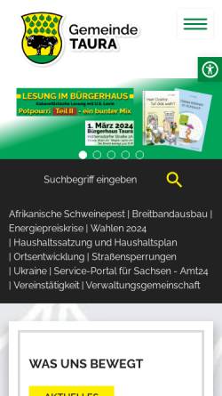 Vorschau der mobilen Webseite www.gemeinde-taura.de, Gemeinde Taura