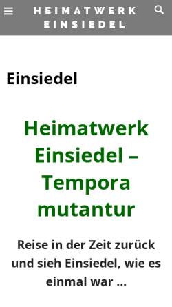 Vorschau der mobilen Webseite www.einsiedel.info, Einsiedel Gestern & Heute