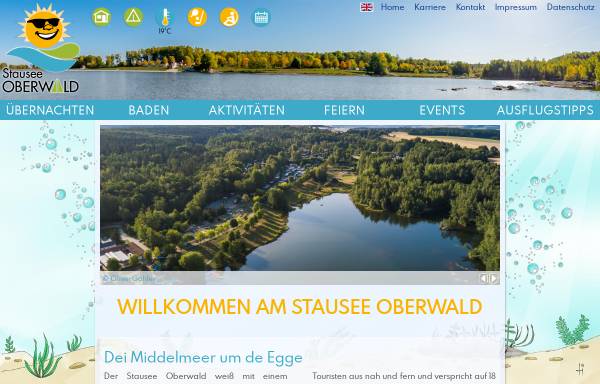 Vorschau von www.stausee-oberwald.de, Erholungsgebiet Stausee Oberwald