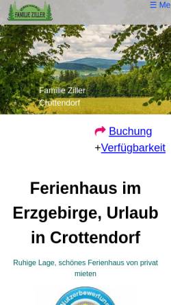Vorschau der mobilen Webseite www.ferienhaus-ziller.de, Ferienhaus Familie Ziller Crottendorf im Erzgebirge