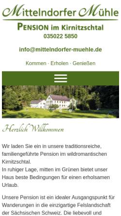 Vorschau der mobilen Webseite www.mittelndorfer-muehle.de, Mittelndorfer Mühle