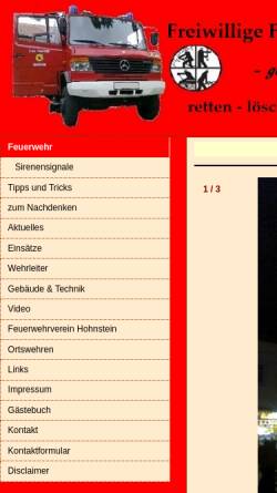 Vorschau der mobilen Webseite www.ffw-hohnstein.wg.am, Freiwillige Feuerwehr Hohnstein