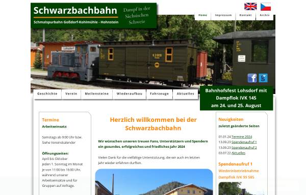 Vorschau von www.schwarzbachbahn.de, Die Schwarzbachbahn und der Schwarzbachbahn e.V.