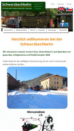 Vorschau der mobilen Webseite www.schwarzbachbahn.de, Die Schwarzbachbahn und der Schwarzbachbahn e.V.